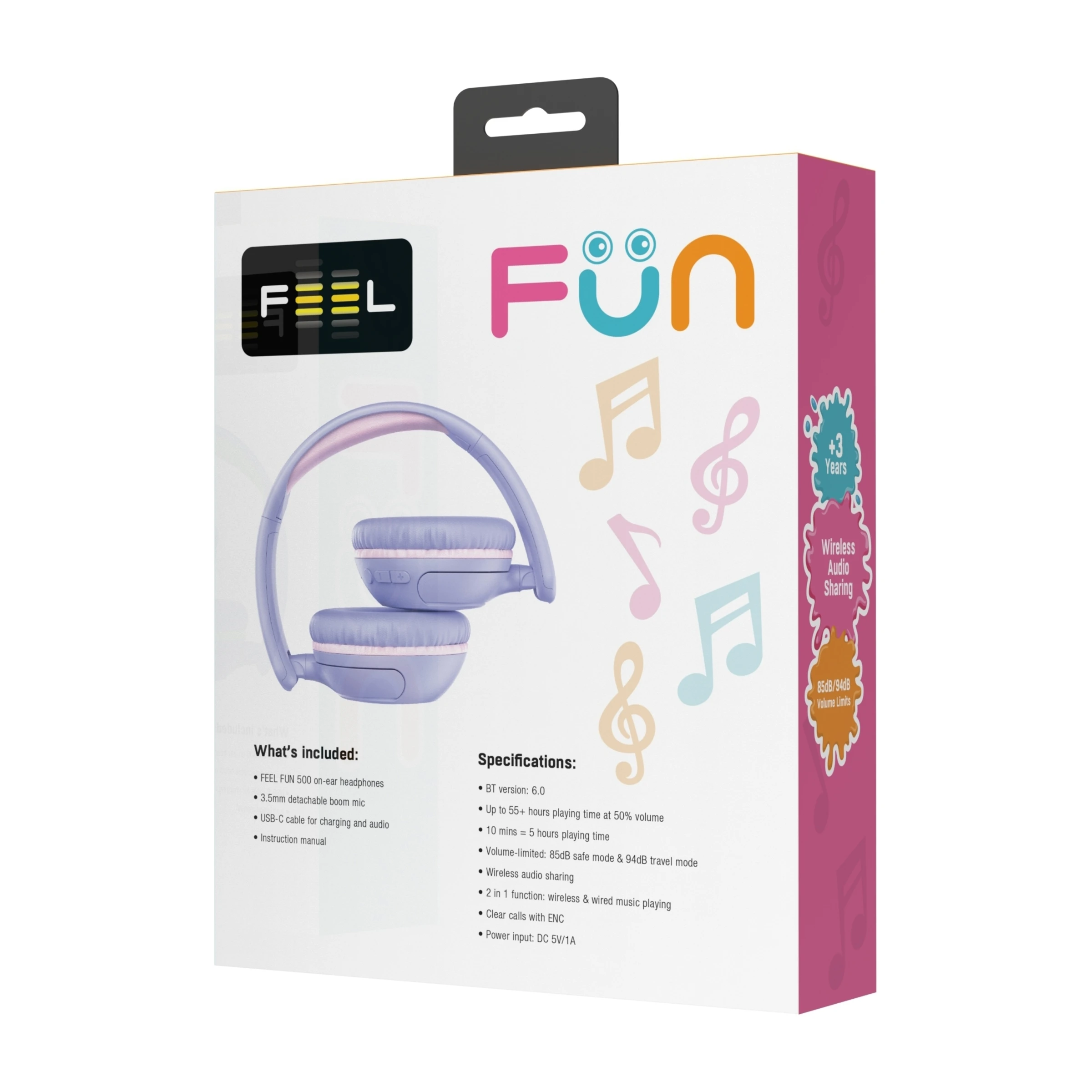 FEEL FUN 500 on-ear Bluetooth-hovedtelefoner, lilla billede 4