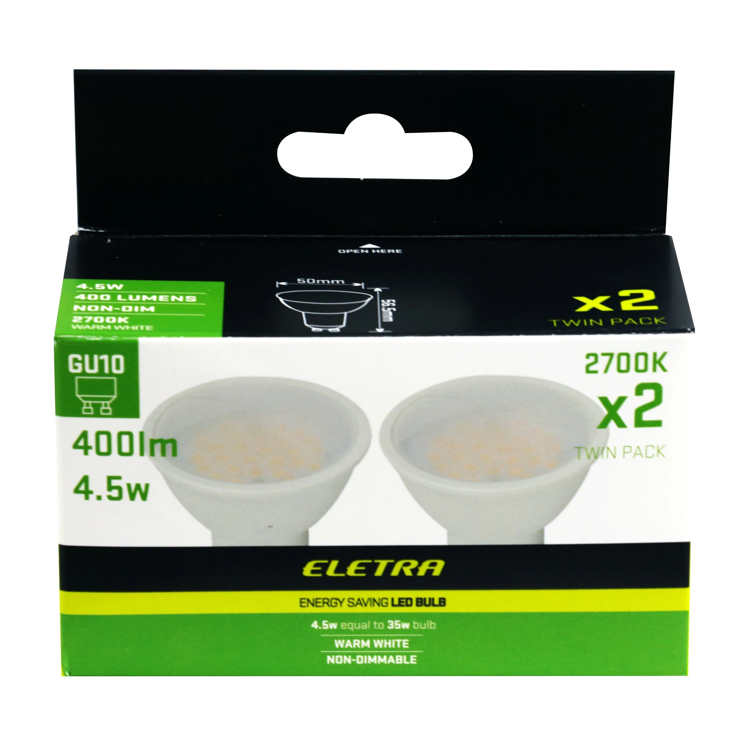 Eletra LED-pære GU10 4.5W 2-pak billede 4