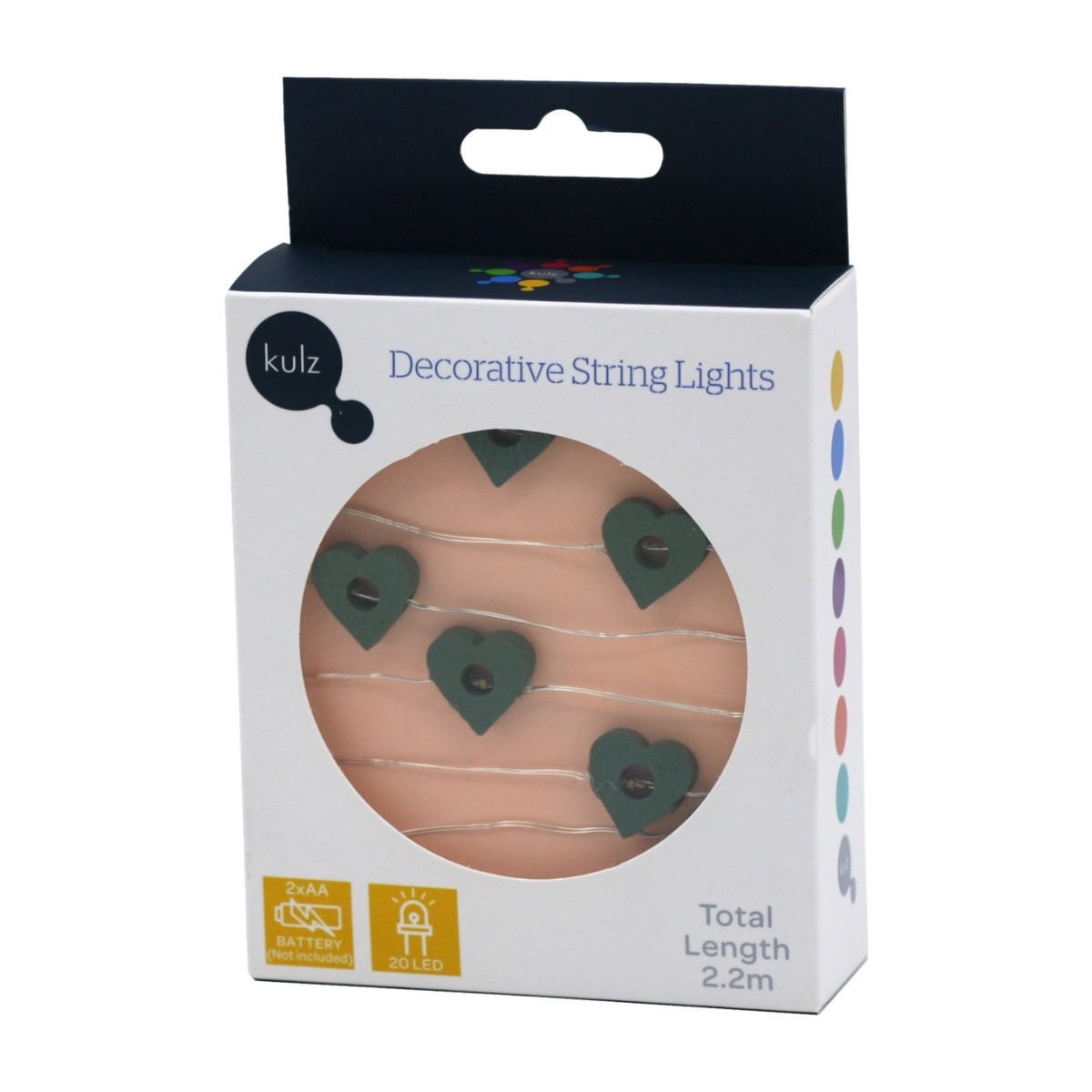 Kulz Deco lyskæde 20 LED, grønt hjerte billede 1