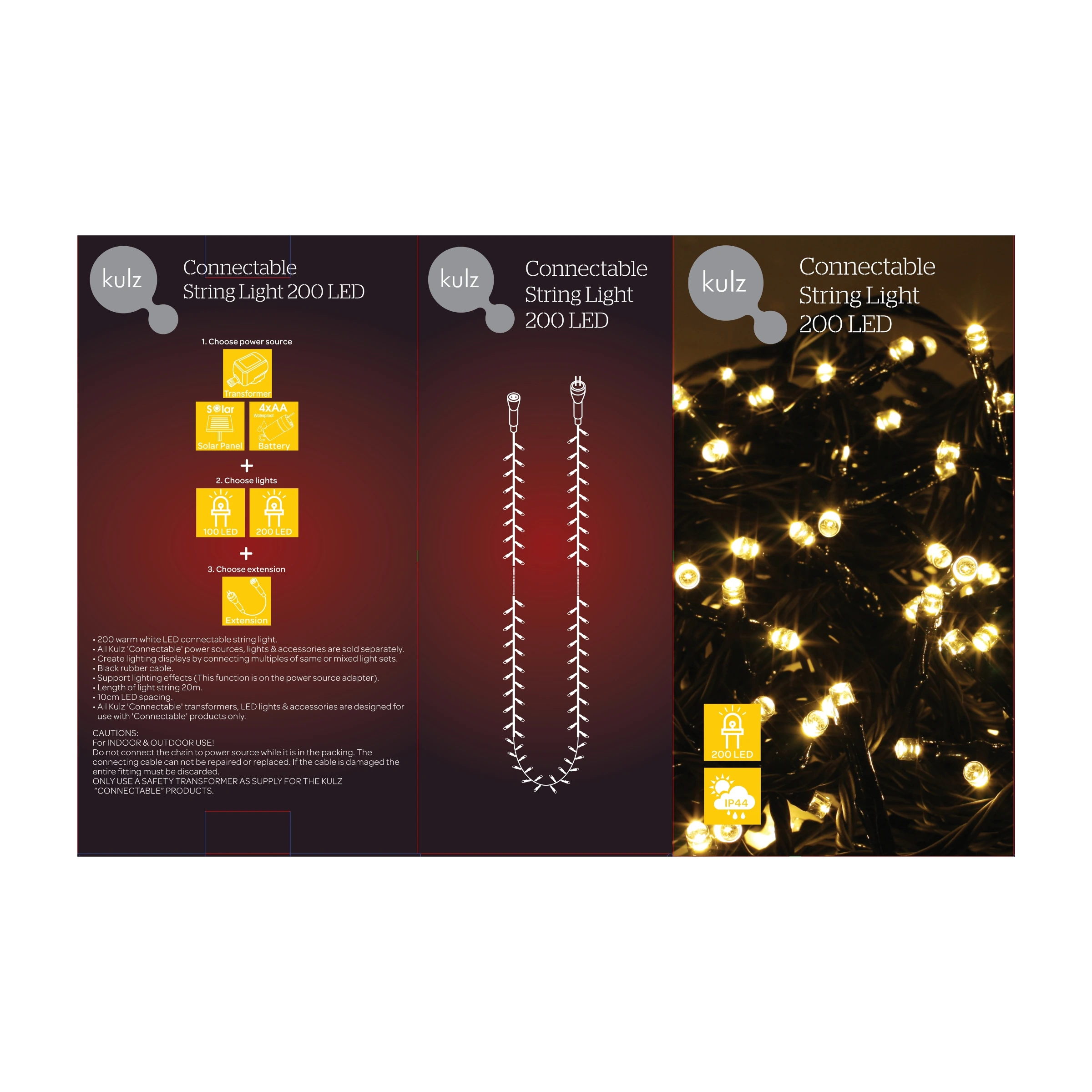 Kulz Connectable lyskæde 200 LED, sort billede 2