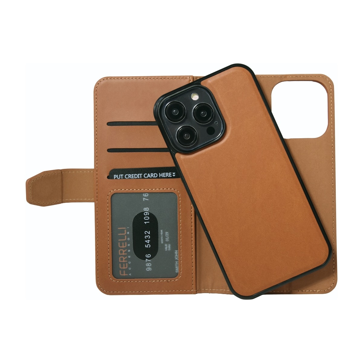 Ferrelli Duo Flip Cover iPhone 14 Pro Max, brun billede 4