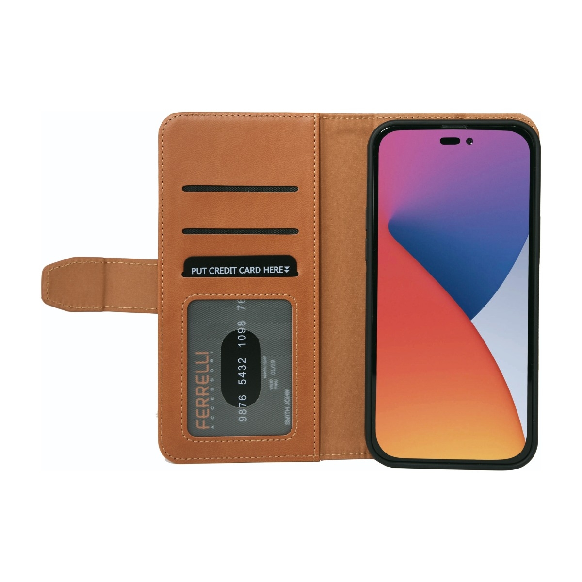 Ferrelli Duo Flip Cover iPhone 14 Pro Max, brun billede 3