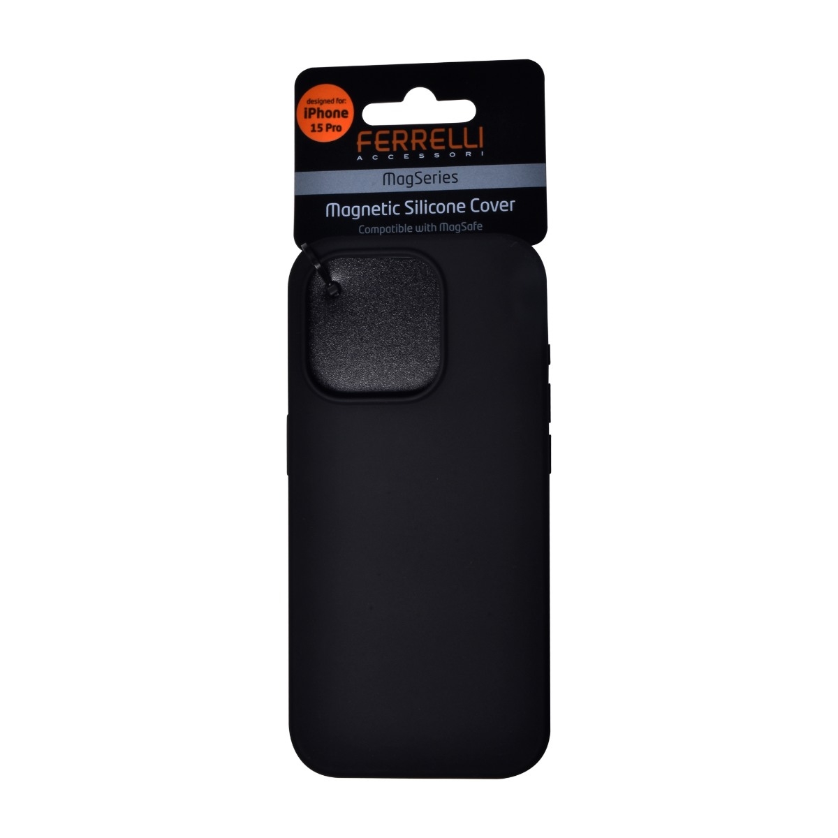 Ferrelli iPhone 15 Pro magnetisk Liquid silikone-cover, sort billede 3