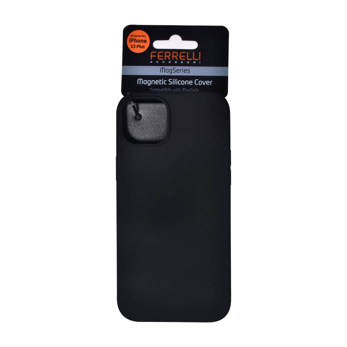 Ferrelli iPhone 15 Plus magnetisk Liquid silikone-cover, sort billede 4