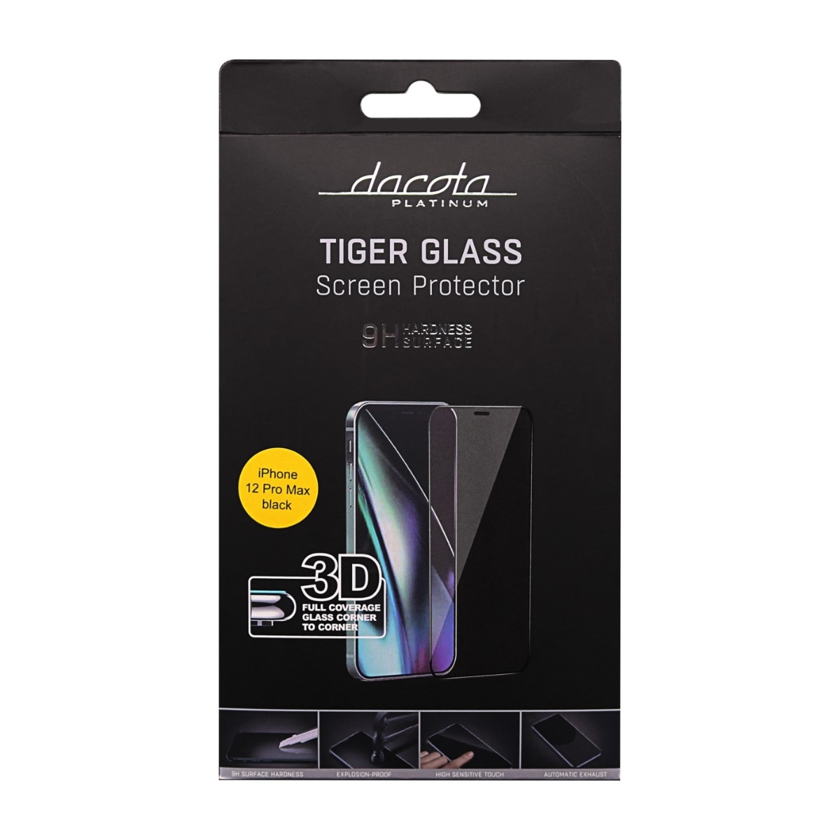Dacota Platinum iPhone 12 Pro Max Tiger Glass skærmbeskytter, sort billede 2