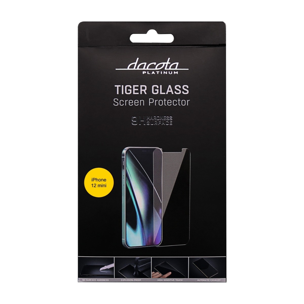 Dacota Platinum iPhone 12 Mini Tiger Glass skærmbeskytter, gennemsigtigt billede 3