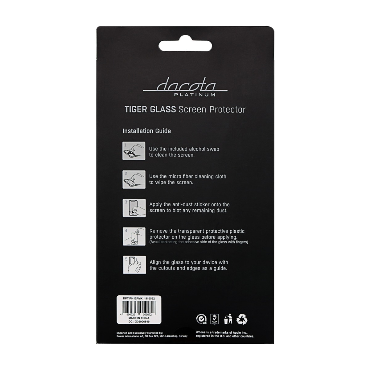Dacota Platinum iPhone 12 Pro Max Tiger Glass skærmbeskytter, gennemsigtigt billede 3