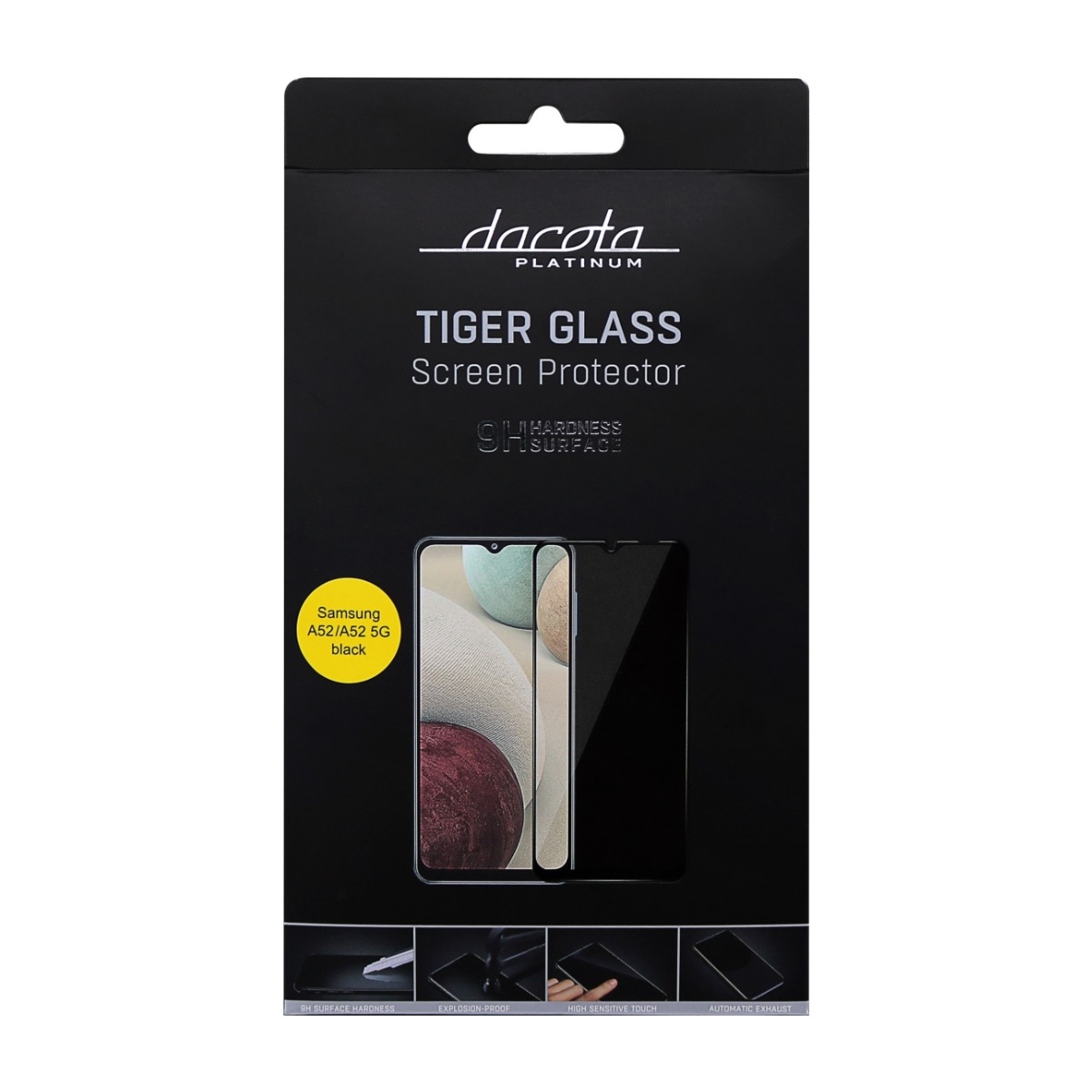 Dacota Platinum Samsung Galaxy A53/A52/A52S 5G Tiger Glass skærmbeskytter, sort billede 2