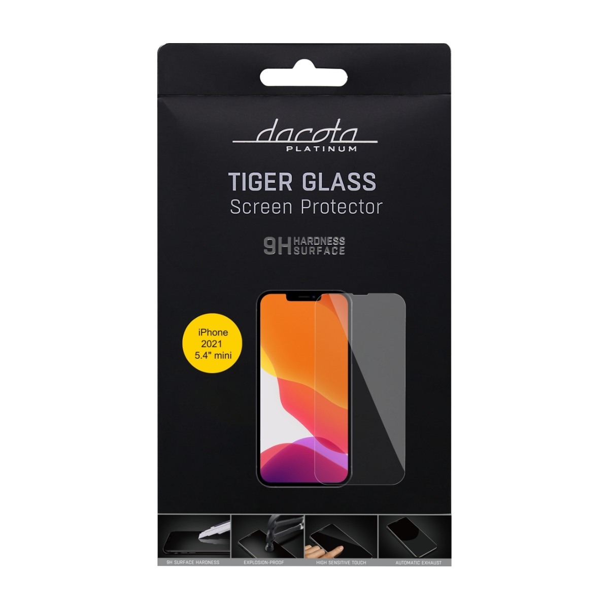 Dacota Platinum iPhone 13 Mini Tiger Glass skærmbeskytter, gennemsigtigt billede 1