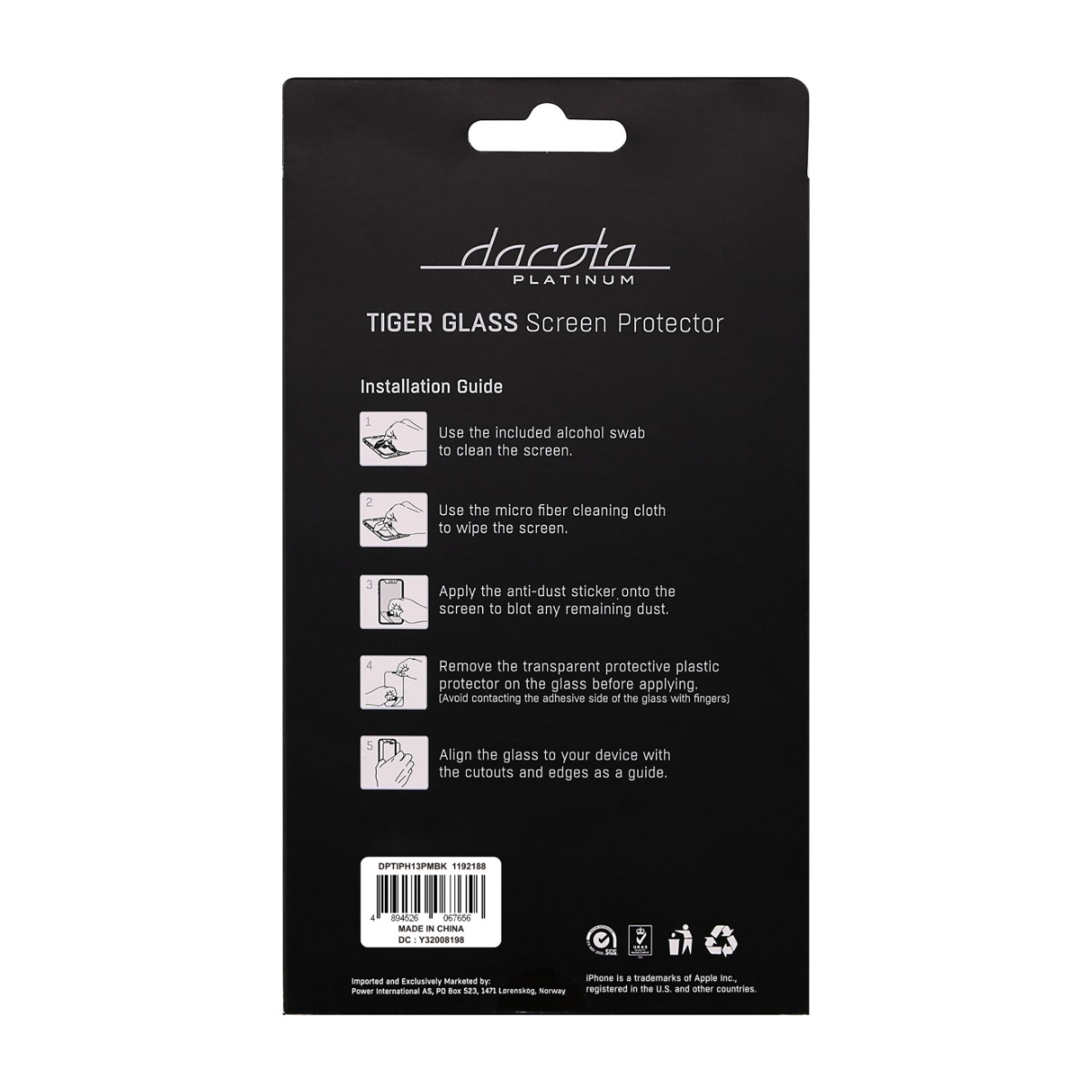 Dacota Platinum iPhone 14 Plus/13 Pro Max Tiger Glass 3D skærmbeskytter, sort billede 3