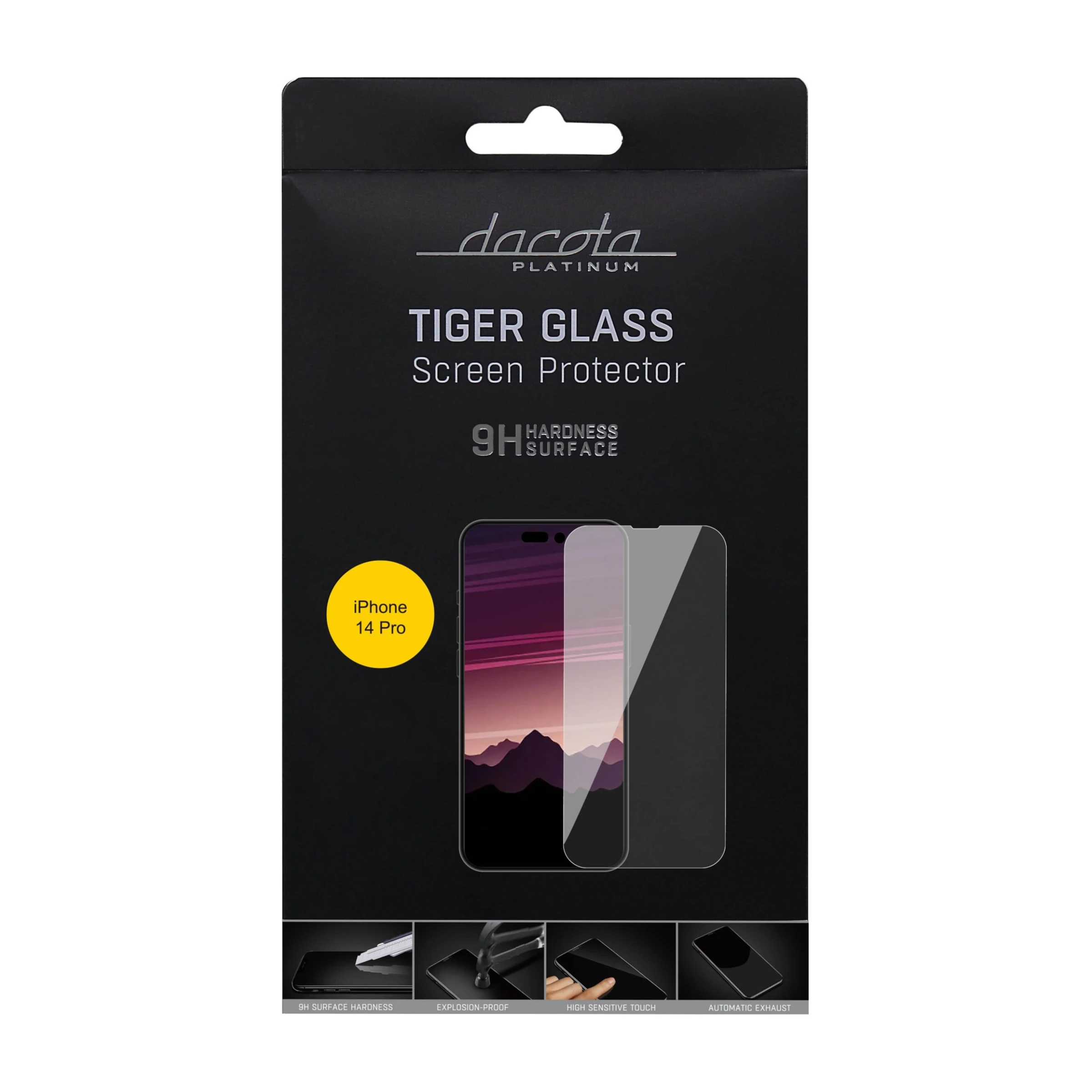 Dacota Platinum iPhone 14 Pro Tiger Glass skærmbeskytter, gennemsigtigt billede 1