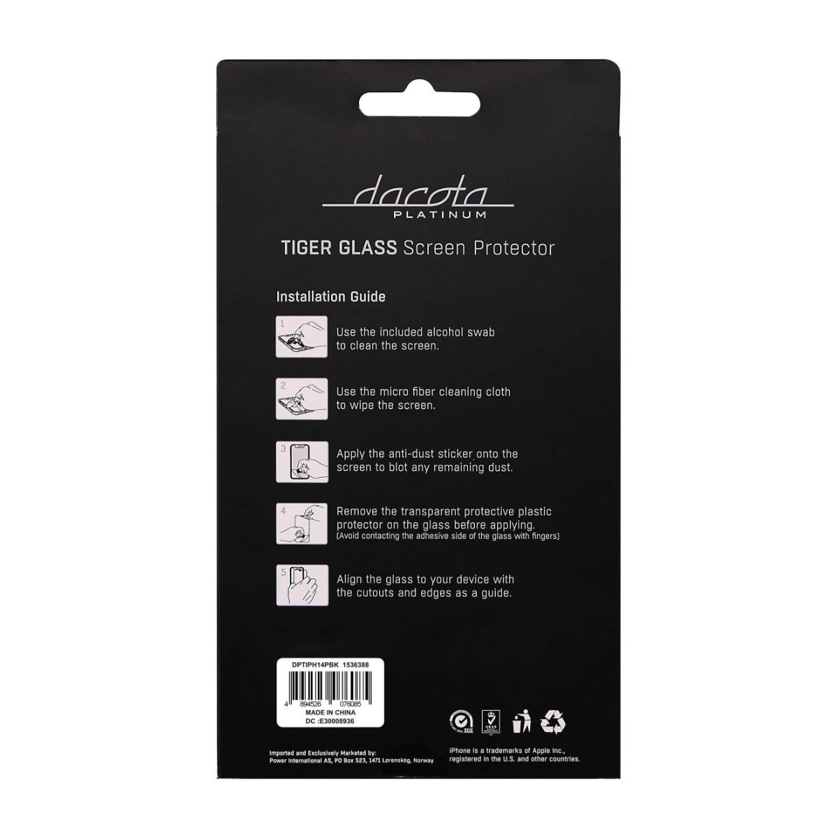 Dacota Platinum iPhone 14 Pro Tiger Glass 3D skærmbeskytter, sort billede 2