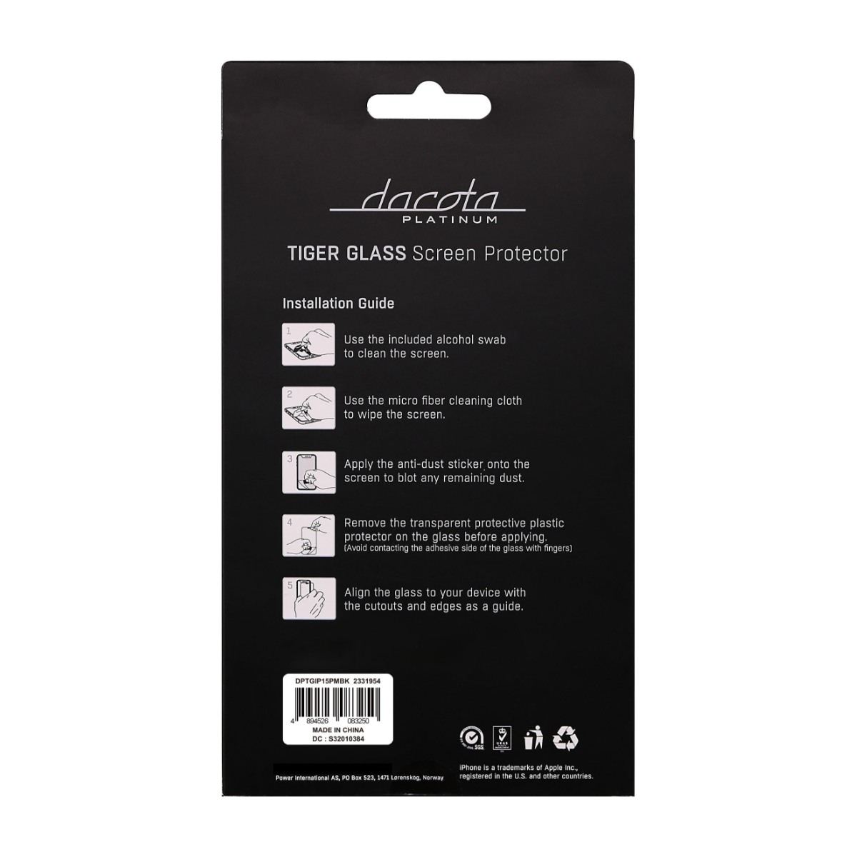 Dacota Platinum iPhone 15 Pro Max Tiger Glass 3D skærmbeskytter, sort billede 4