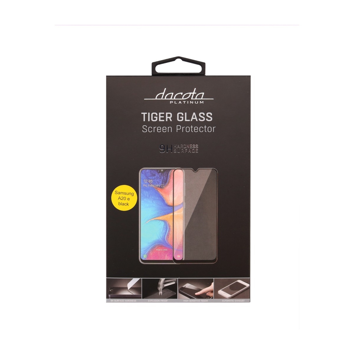 Dacota Platinum Samsung Galaxy A20E Tiger Glass skærmbeskytter, sort billede 2