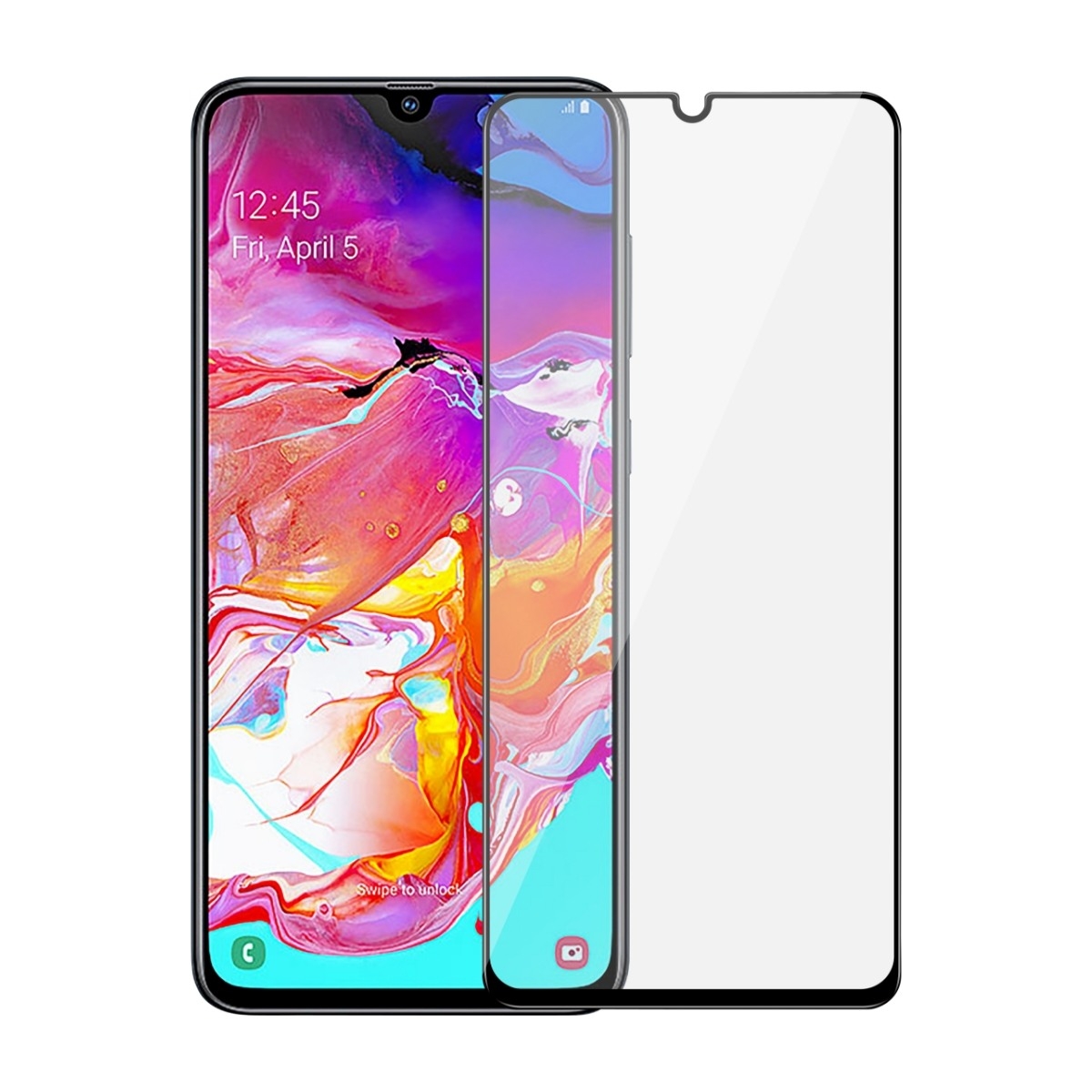 Dacota Platinum Samsung Galaxy A70 Tiger Glass skærmbeskytter, sort billede 1