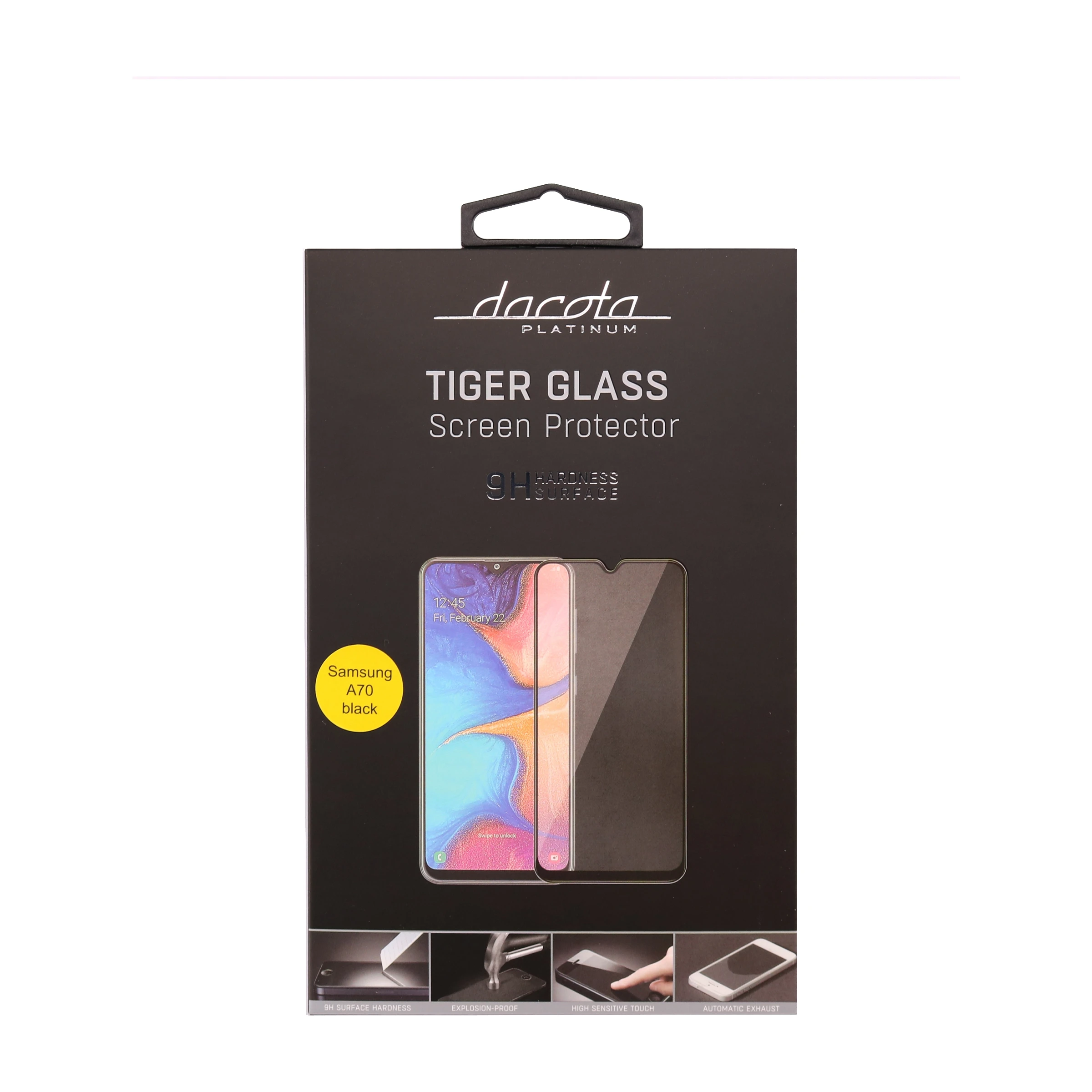 Dacota Platinum Samsung Galaxy A70 Tiger Glass skærmbeskytter, sort billede 2