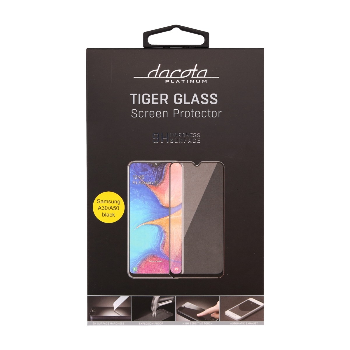 Dacota Platinum Samsung Galaxy A30/A30S/A50 Tiger Glass skærmbeskytter, sort billede 2