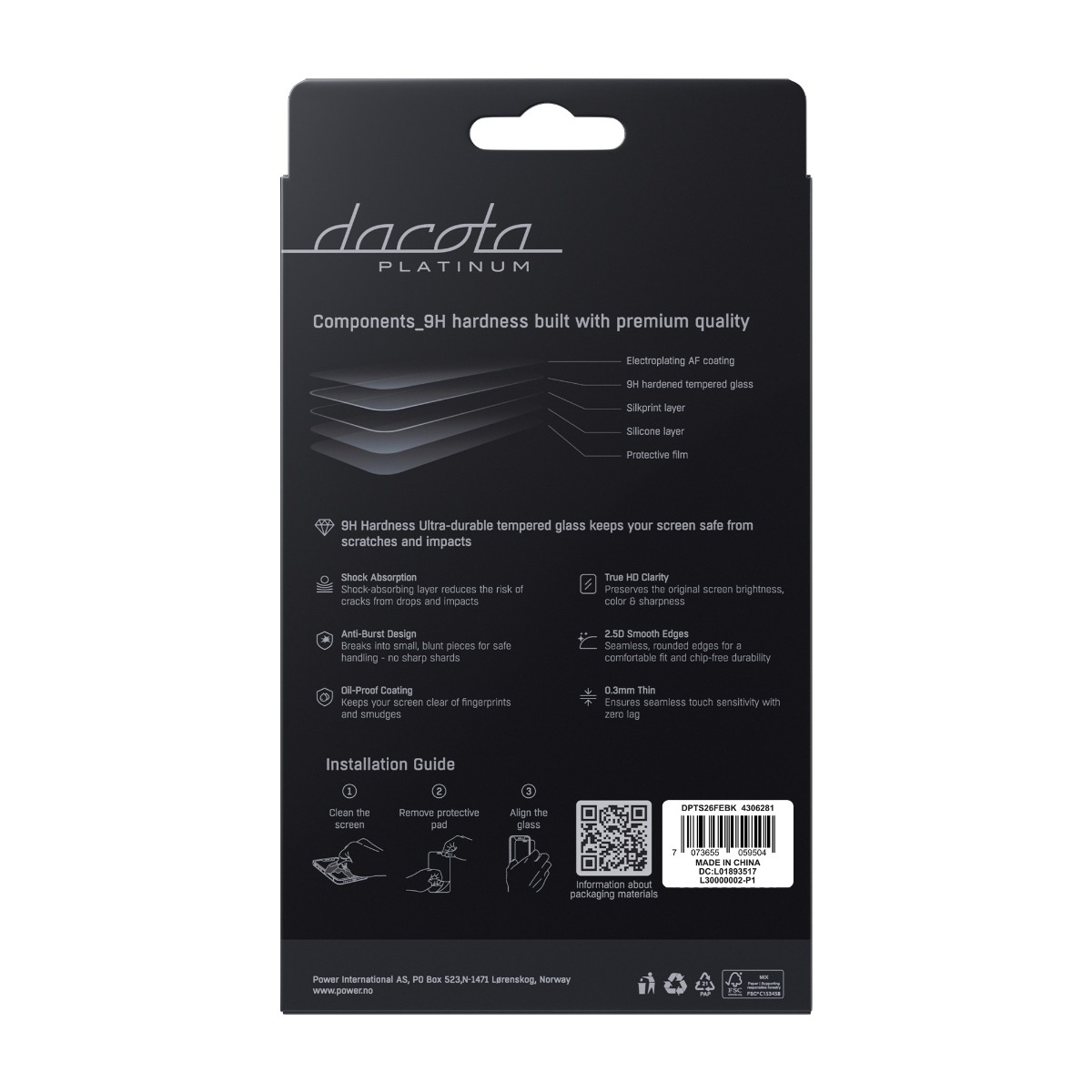 Dacota Platinum Tiger Glass skærmbeskytter, Samsung Galaxy S26 FE / S25 FE / S24 FE, sort billede 3