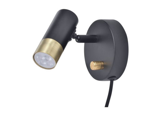 Oriva Mini sort/messing væglampe billede 1