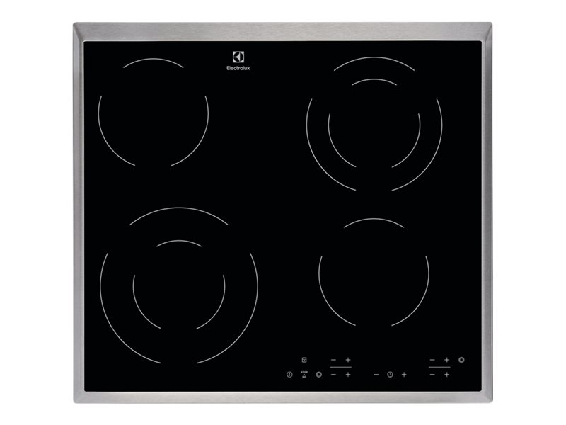 Electrolux EHF6342XOK - Keramisk kogeplade - 4 plader - Niche - bredde: 56 cm - dybde: 49 cm - med rustfrit stål-pynt - sort
