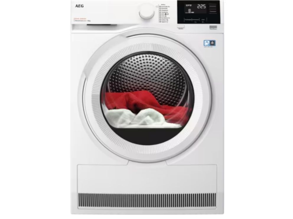 AEG TR8T60680, Fritstående, Front-læsning, Varmepumpe, Hvid, Knapper, Dreje, Højre