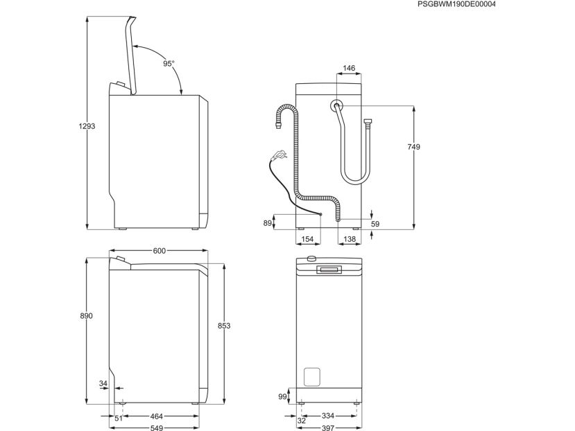 Electrolux EW2TN5261FP Vaskemaskine med topindlæsning 6 kg 1200 omdrejninger pr. minut hvid billede 3