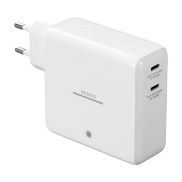 Deltaco 60 W GaN vægoplader med powerbank 2 porte billede 1