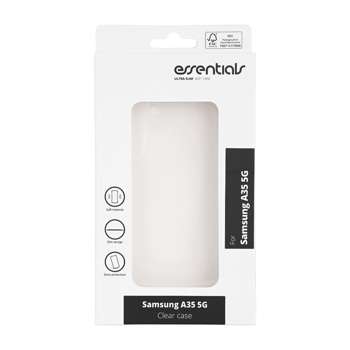 Essentials Samsung Galaxy A35 TPU Cover, gennemsigtigt billede 3