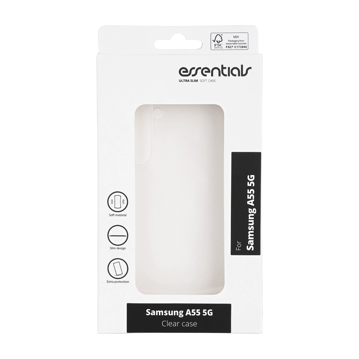 Essentials Samsung Galaxy A55 TPU Cover, gennemsigtigt billede 3