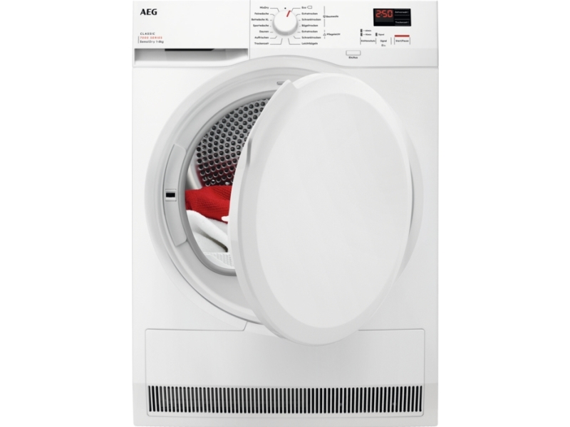 AEG Series 7000 TR7C40588, Fritstående, Front-læsning, Varmepumpe, Hvid, Knapper, Højre
