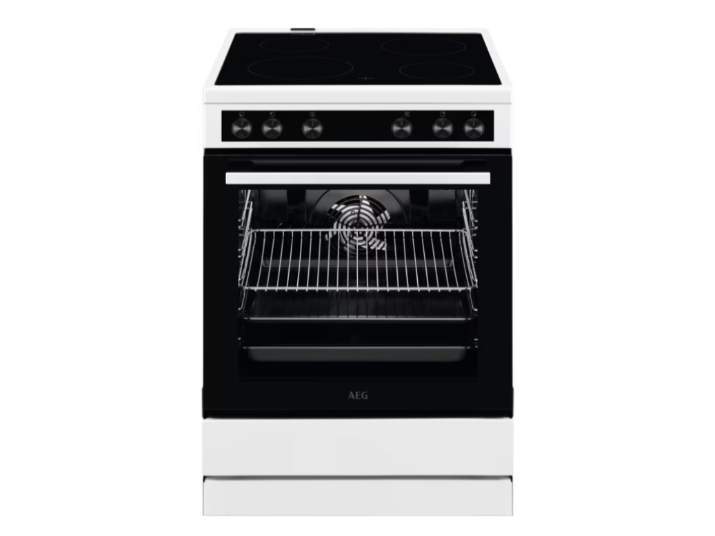 AEG CCB6206ABW, Fritstående komfur, Sort, Hvid, Dreje, Hvid, Front, Keramisk