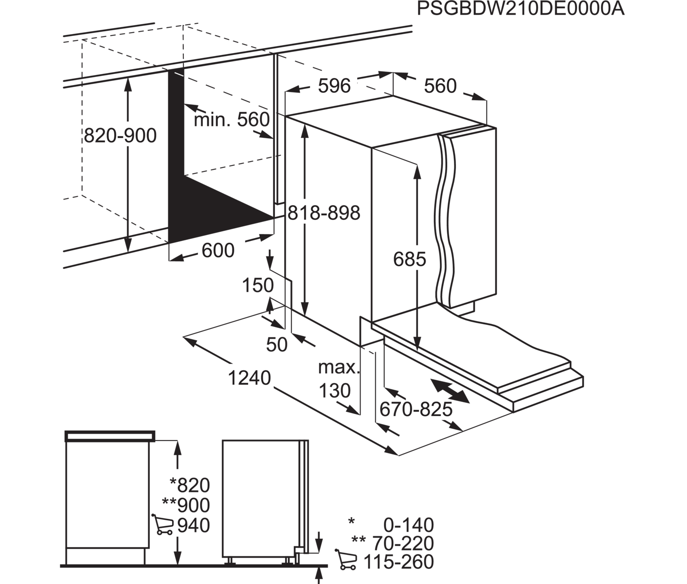 AEG FSE77728P Integrerbar Opvaskemaskine