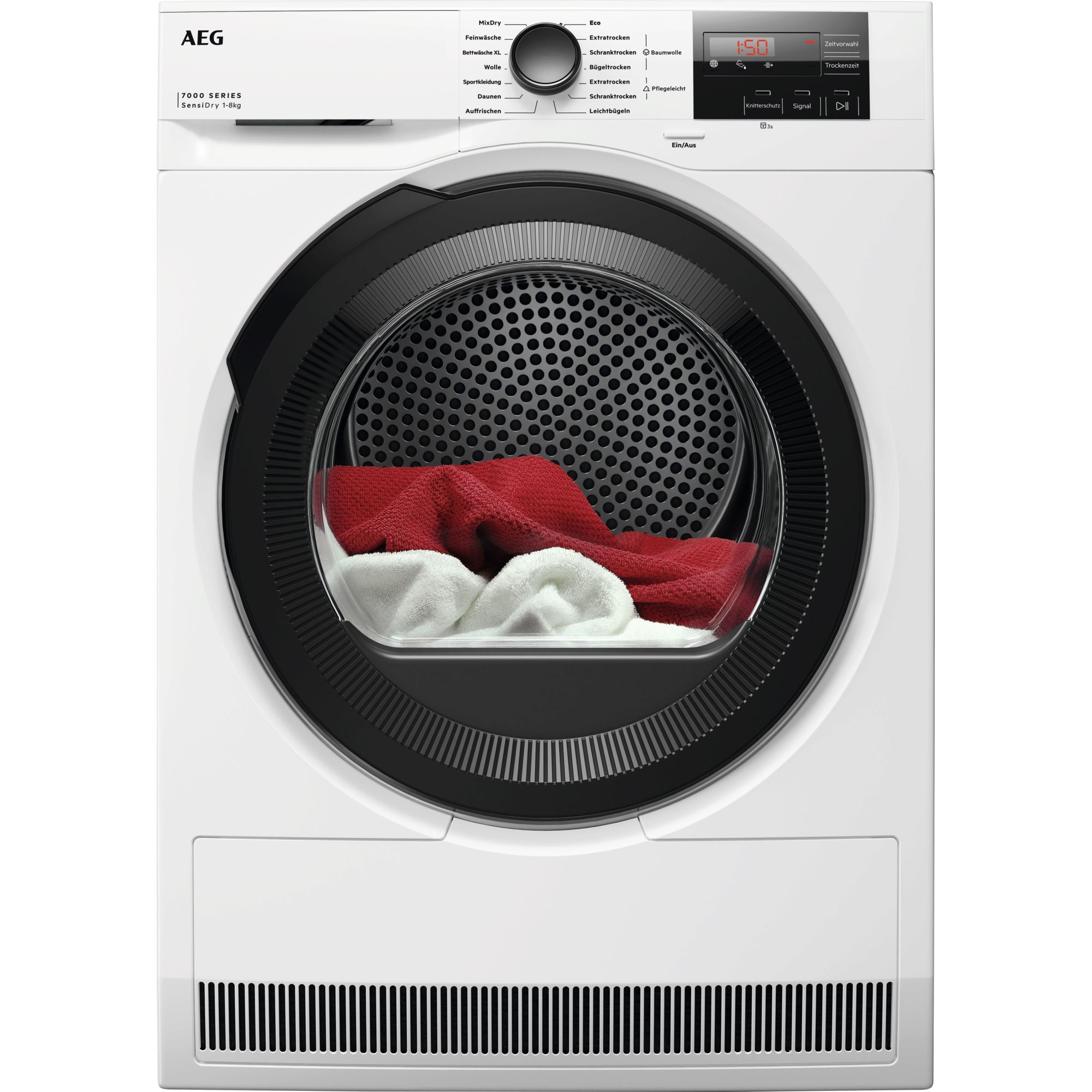 AEG Series 7000 TR7T50585, Fritstående, Front-læsning, Varmepumpe, Hvid, Dreje, Berøring, Højre billede 1