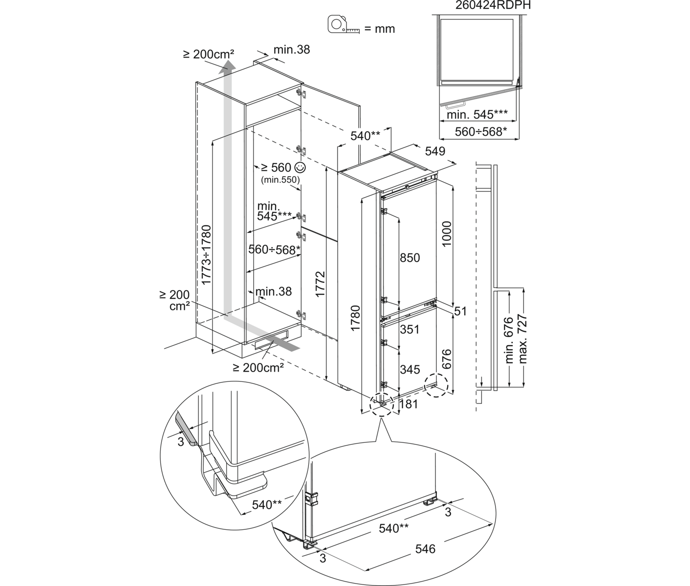 AEG TC8MS182DS Integrerbart kølefryseskab