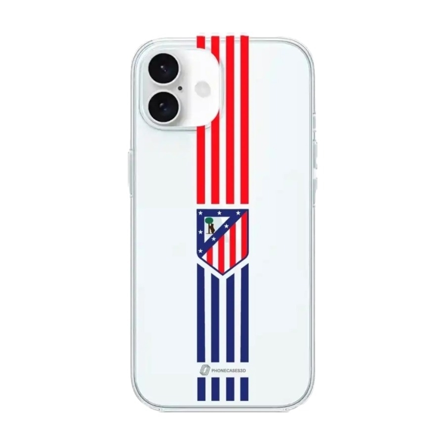 Phonecases3D iPhone 16 Atlético de Madrid Clear case -mobilcover, hvid billede 1
