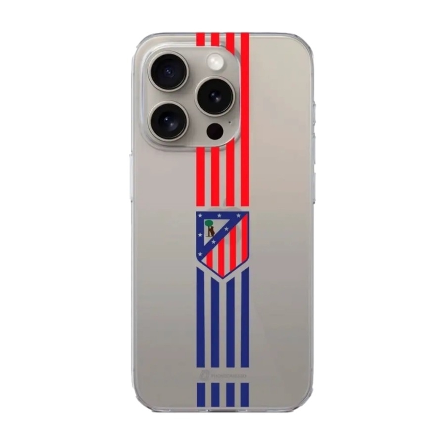 Phonecases3D iPhone 16 Pro Atlético de Madrid Clear case -mobilcover, hvid billede 1
