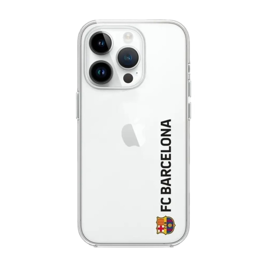 Phonecases3D iPhone 14 Pro FC Barcelona Clear case -mobilcover, hvid billede 1