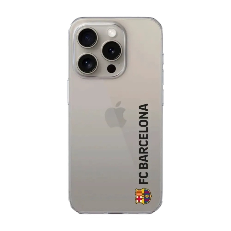 Phonecases3D iPhone 15 Pro FC Barcelona Clear case -mobilcover, hvid billede 1