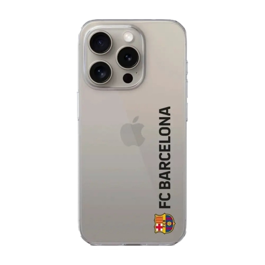 Phonecases3D iPhone 16 Pro Max FC Barcelona Clear case -mobilcover, hvid billede 1