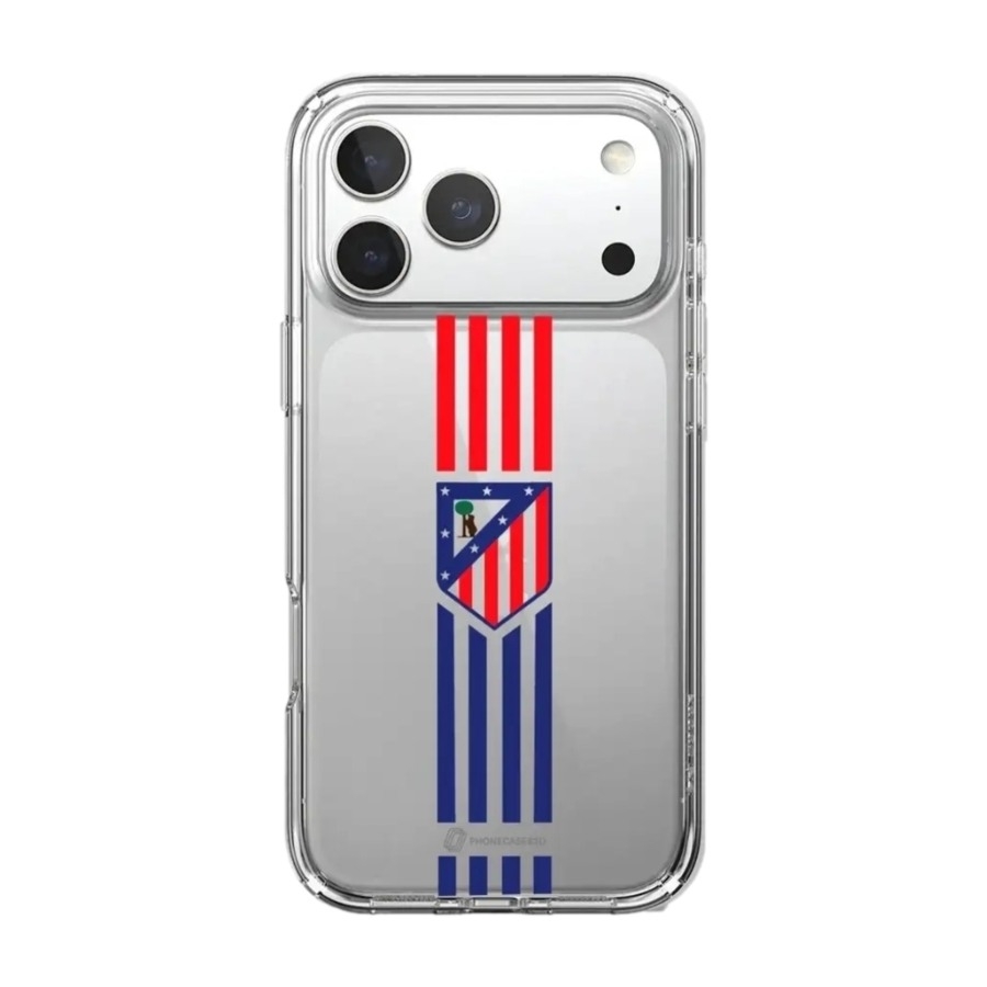 Phonecases3D iPhone 17 Pro Atlético de Madrid Clear case -mobilcover, hvid billede 1