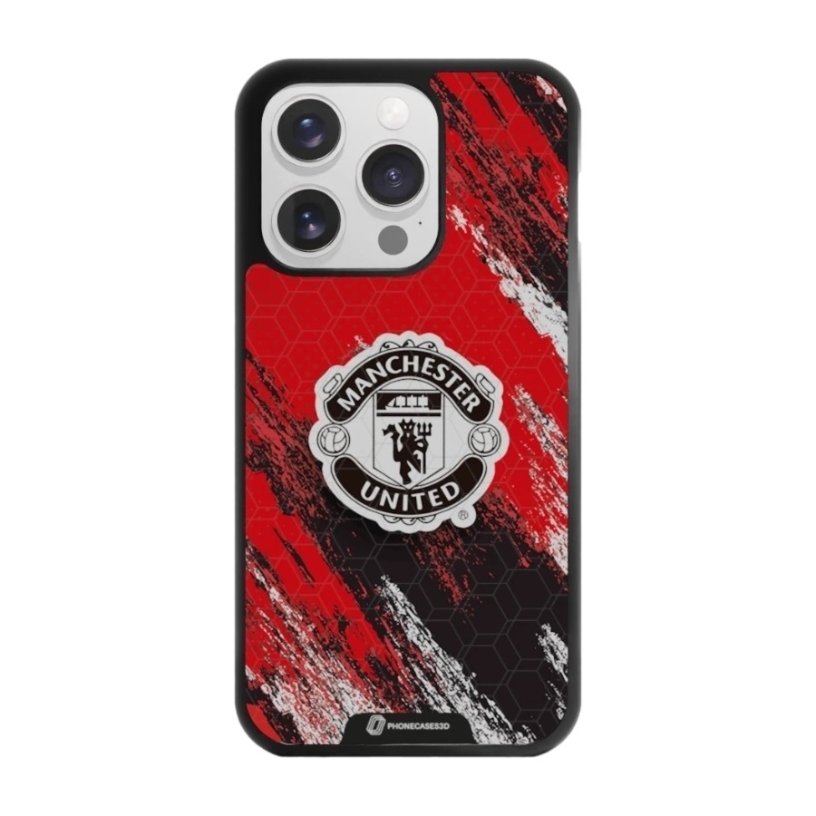 Phonecases3D iPhone 15 Pro Manchester United FC 3D mobilcover, sort billede 1
