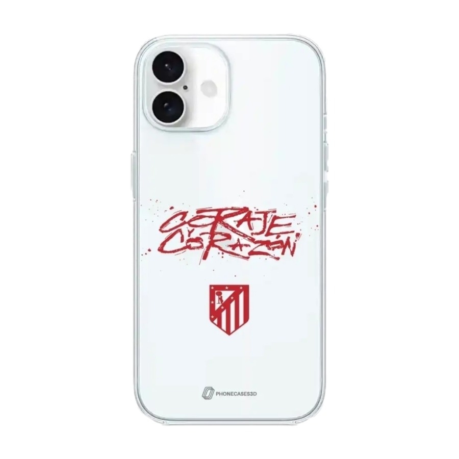 Phonecases3D iPhone 16 Atlético de Madrid Clear case -mobilcover, hvid billede 1