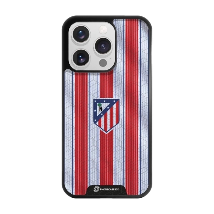Phonecases3D iPhone 16 Pro Atlético de Madrid 3D mobilcover, sort billede 1
