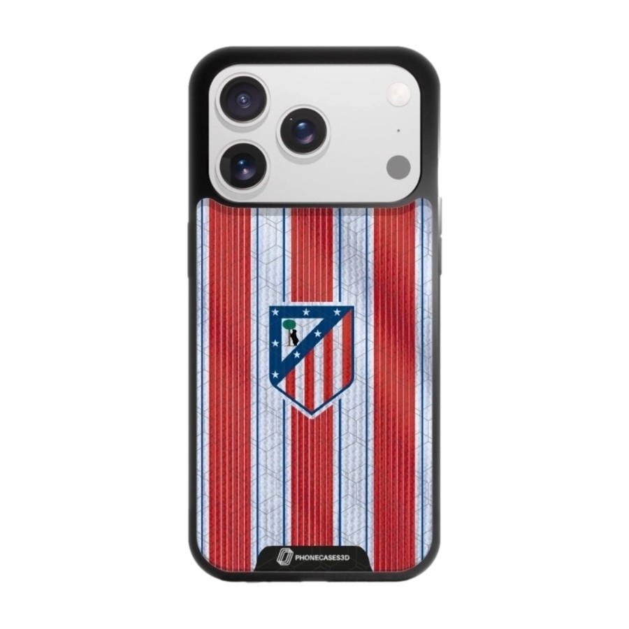 Phonecases3D iPhone 17 Pro Atlético de Madrid 3D mobilcover, sort billede 1