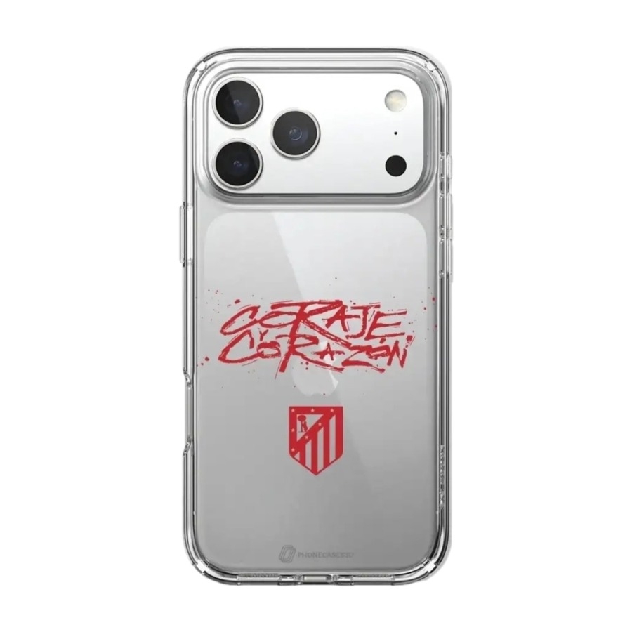 Phonecases3D iPhone 17 Pro Max Atlético de Madrid Clear case -mobilcover, hvid billede 1