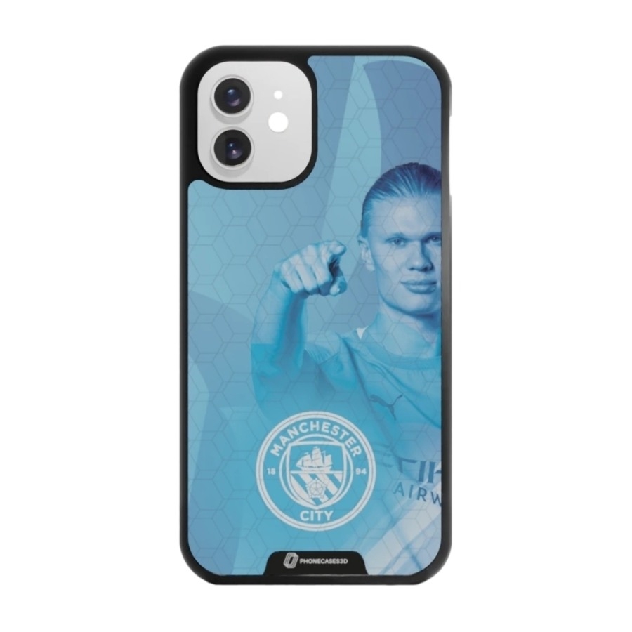 Phonecases3D iPhone 12 Man City Haaland 3D mobilcover, sort billede 1
