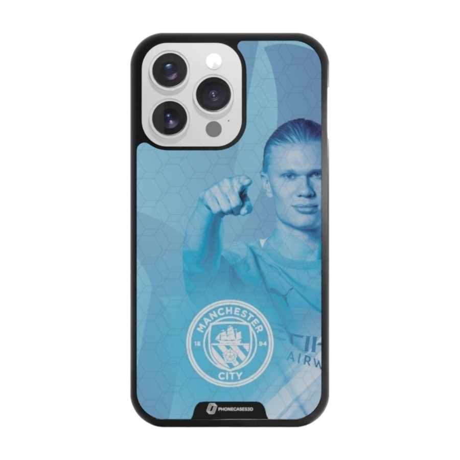 Phonecases3D iPhone 13 Pro Man City Haaland 3D mobilcover, sort billede 1