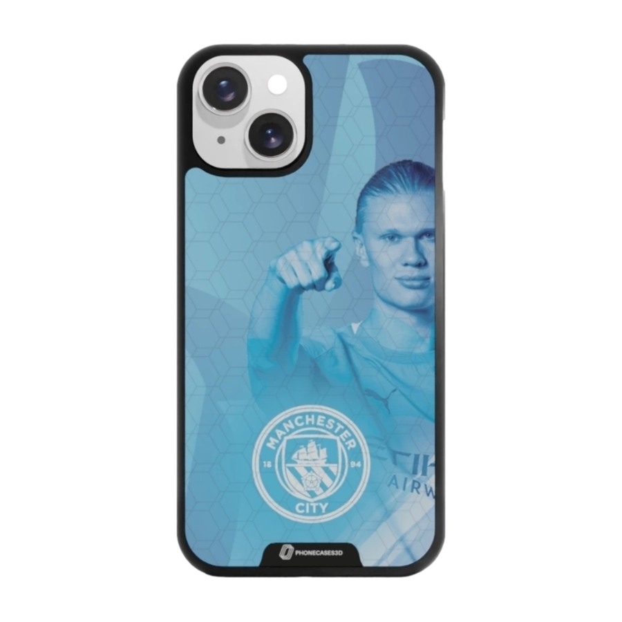 Phonecases3D iPhone 14 Man City Haaland 3D mobilcover, sort billede 1