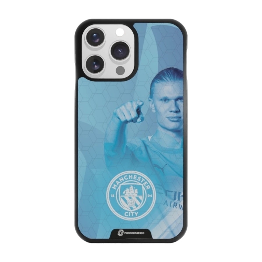 Phonecases3D iPhone 14 Pro Man City Haaland 3D mobilcover, sort billede 1