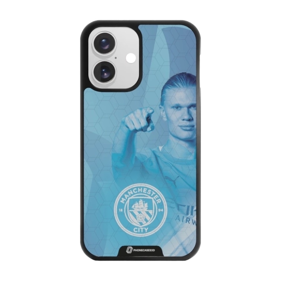 Phonecases3D iPhone 16 Man City Haaland 3D mobilcover, sort billede 1